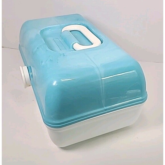 Caboodles On The Go Large Makeup Case Organizer Model 5626 Blue & White EUC - Picture 5 of 9